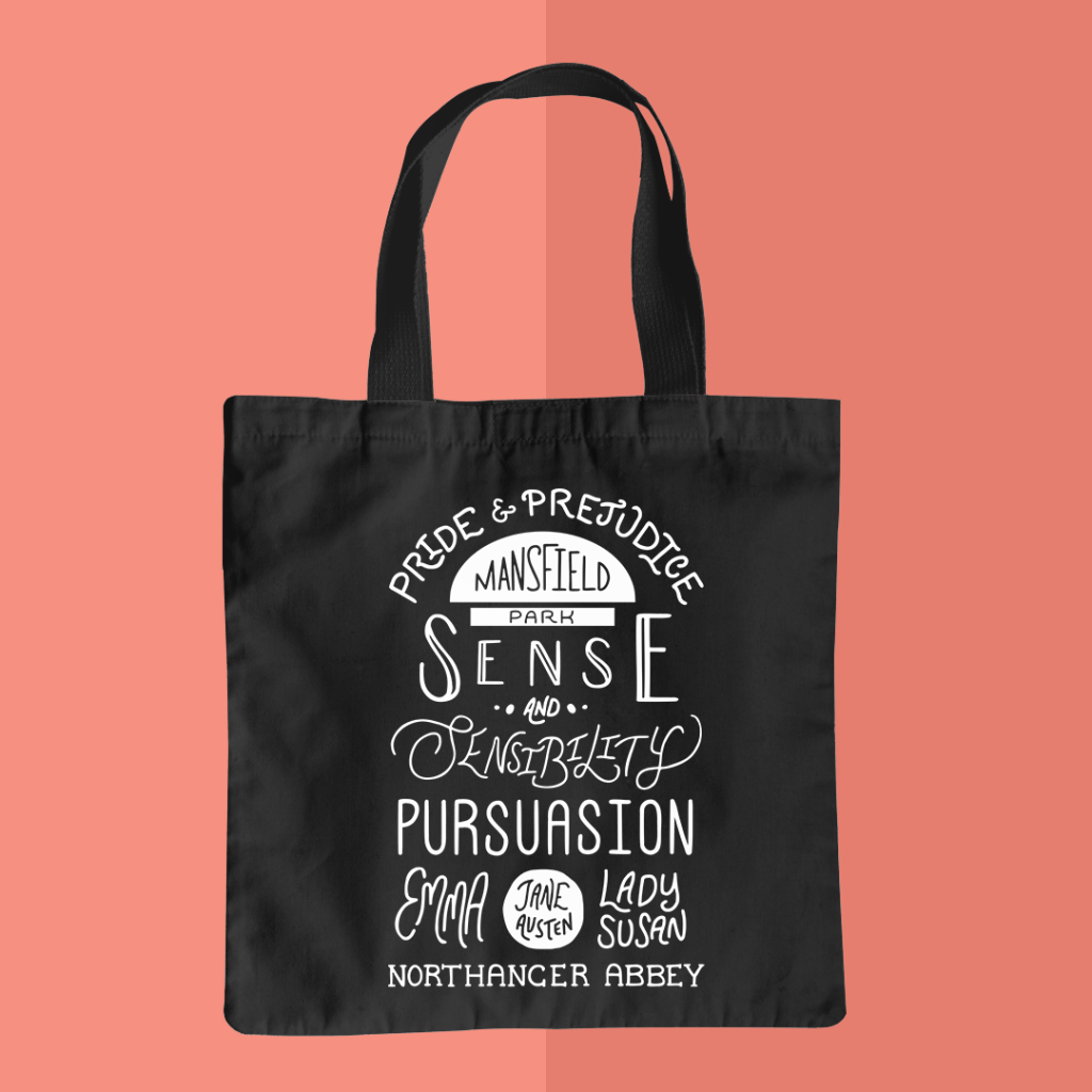 Tote bag mockup featuring the "By a Lady" design.