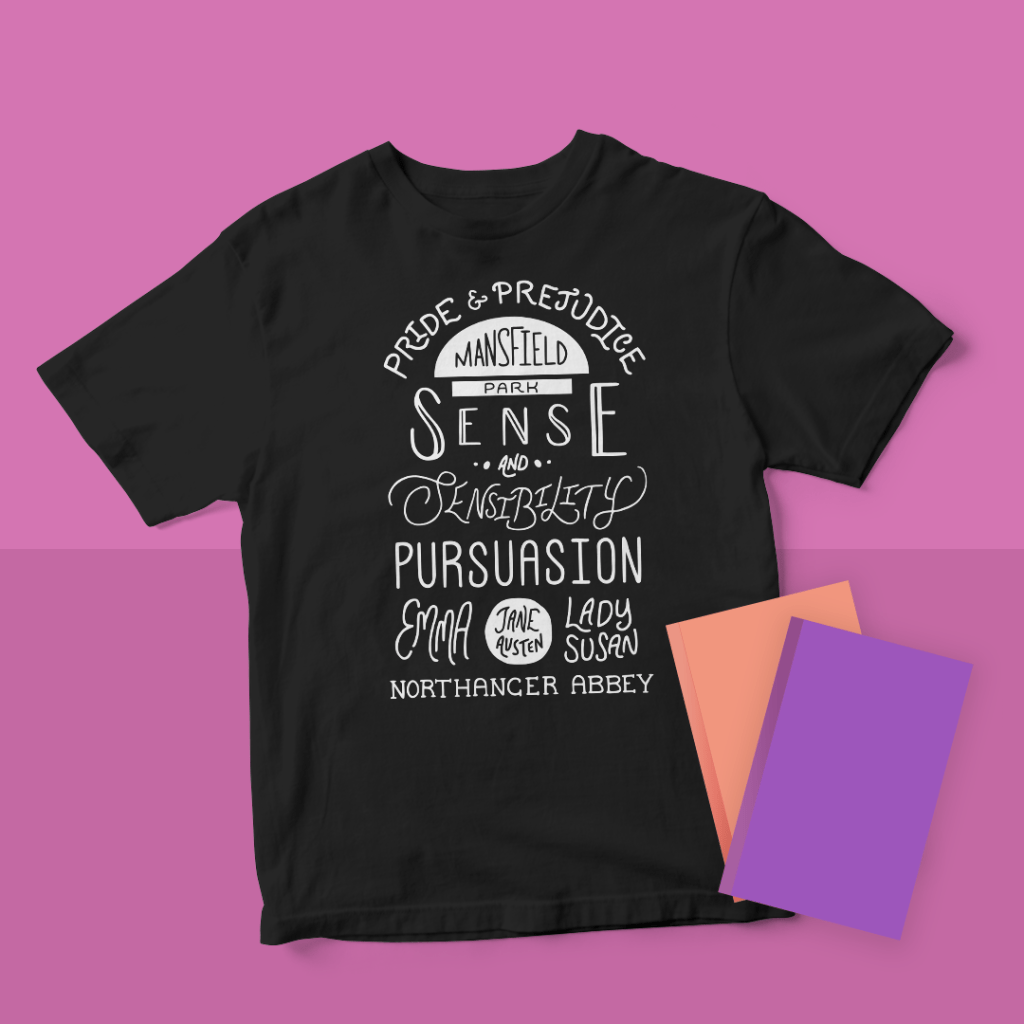 T-shirt mockup featuring the "By a Lady" design.