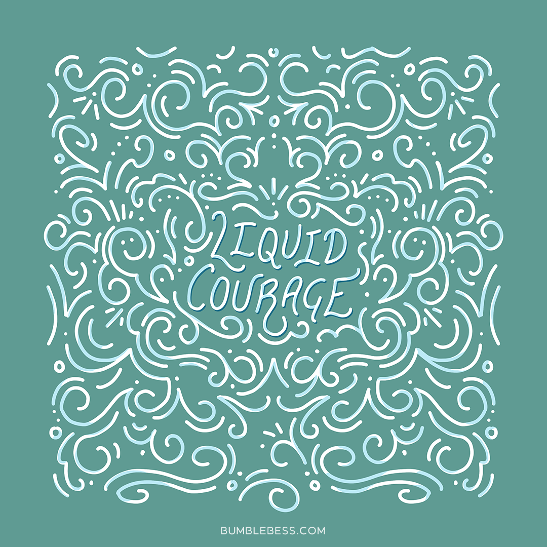 Sample of the Liquid Courage design in the tonal colorway from BumbleBess.com