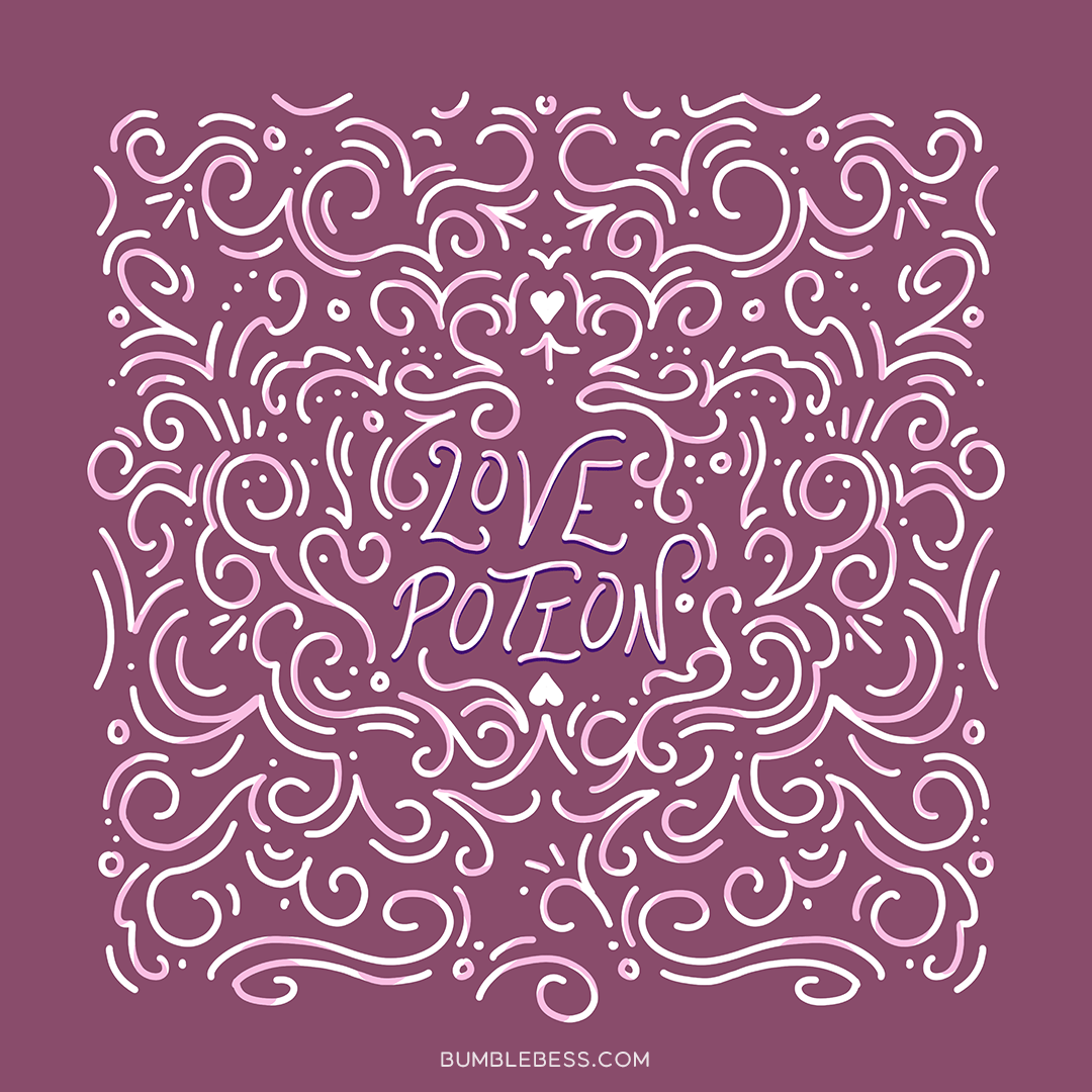 Sample of the Love Potion design in the tonal colorway from BumbleBess.com