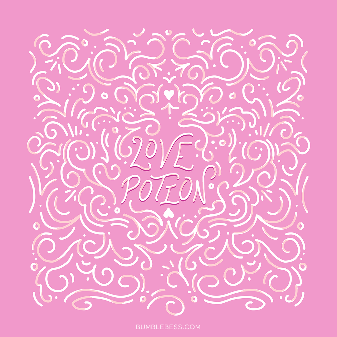 Sample of the Love Potion design in the bright colorway from BumbleBess.com
