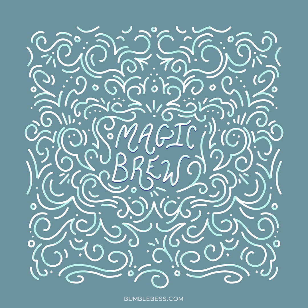 Sample of the Magic Brew design in the tonal colorway from BumbleBess.com