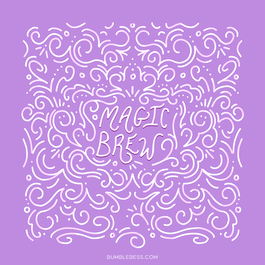 Sample of the Magic Brew design in the bright colorway from BumbleBess.com